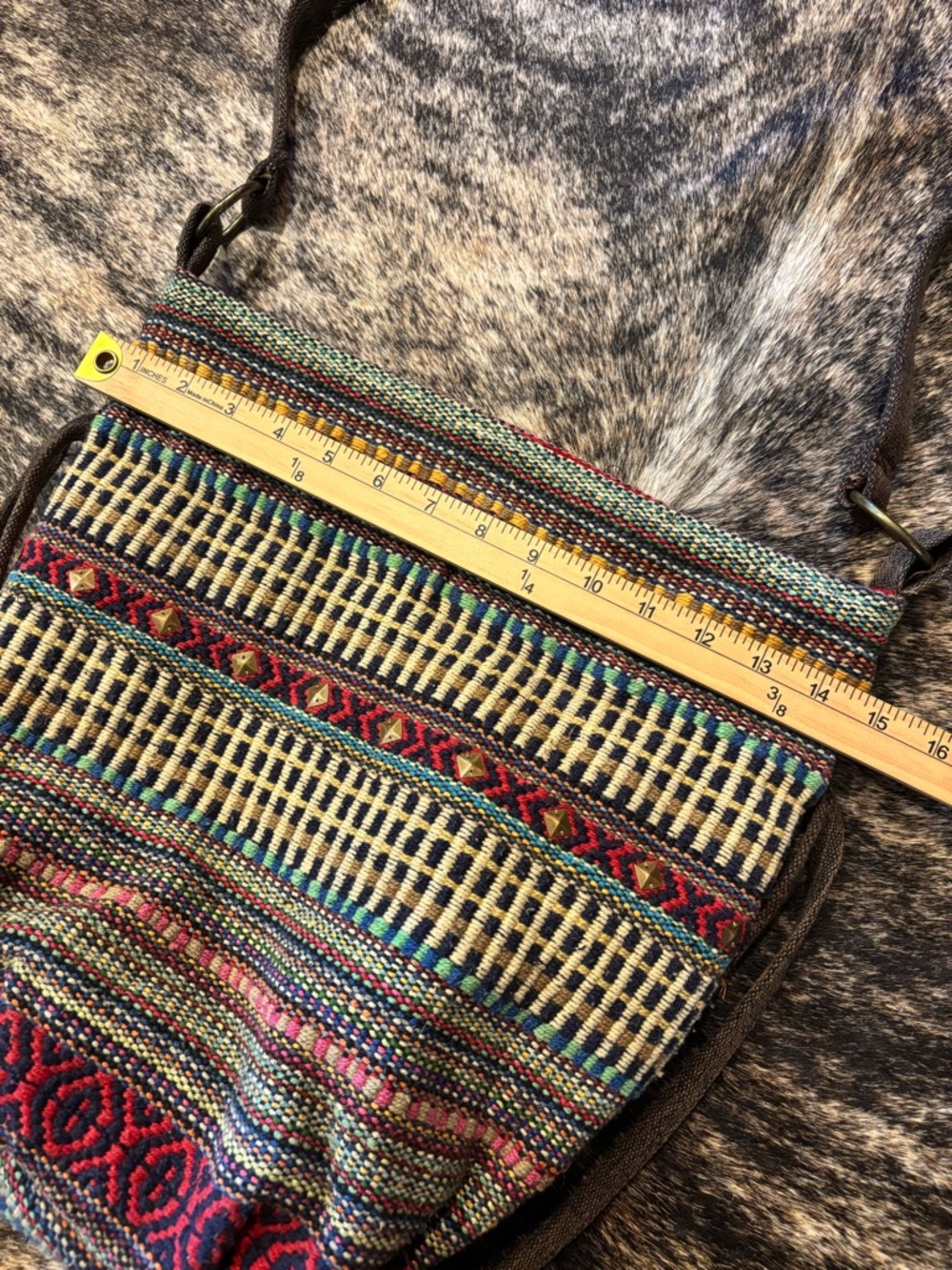 World Market Woven Bucket Bag, Distressed Boho Purse, Crochet Crossbody, Hobo - Picture 13 of 14